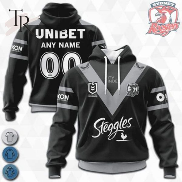 NRL Sydney Roosters Special Black And White Design Hoodie
