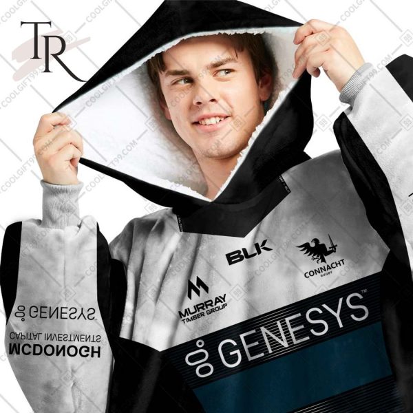 Personalized IRFU Connacht Rugby 2023 Away Jersey Style Oodie, Flanket, Blanket Hoodie, Snuggie