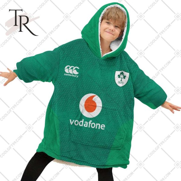 Personalized IRFU Ireland national Rugby 2023 Home Jersey Style Oodie, Flanket, Blanket Hoodie, Snuggie