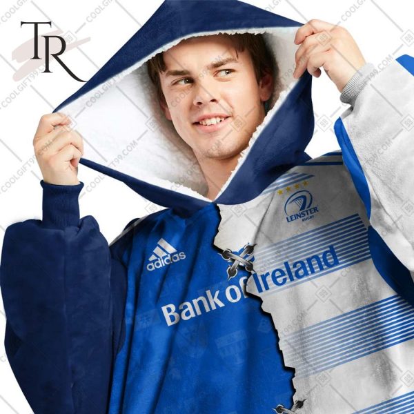 Personalized IRFU Leinster Rugby 2023 Mix Jersey Style Oodie, Flanket, Blanket Hoodie, Snuggie