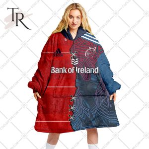 Personalized IRFU Munster Rugby 2023 Mix Jersey Style Oodie, Flanket, Blanket Hoodie, Snuggie