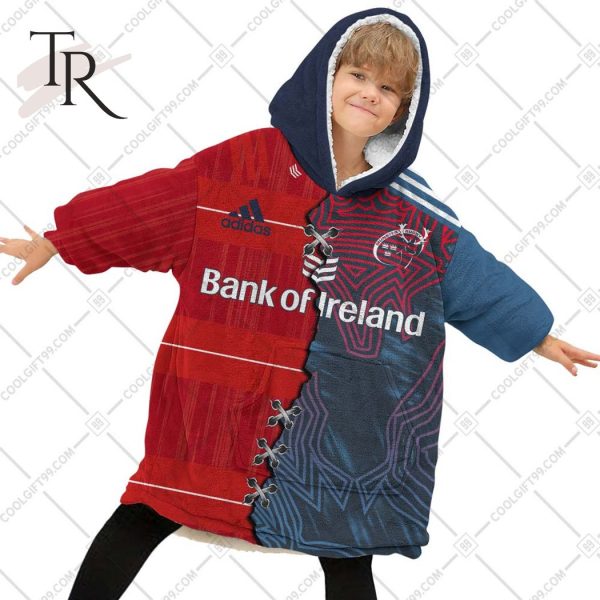 Personalized IRFU Munster Rugby 2023 Mix Jersey Style Oodie, Flanket, Blanket Hoodie, Snuggie