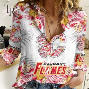NHL Calgary Flames Special Hawaiian Design Woman Casual Shirt