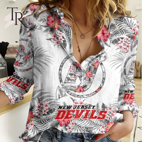 NHL New Jersey Devils Special Hawaiian Design Woman Casual Shirt