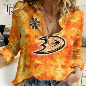 NHL Anaheim Ducks Special Orange Shirt Design Woman Casual Shirt
