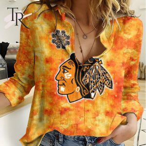 NHL Chicago Blackhawks Special Orange Shirt Design Woman Casual Shirt