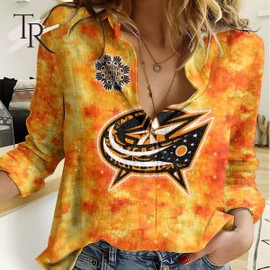 NHL Columbus Blue Jackets Special Orange Shirt Design Woman Casual Shirt