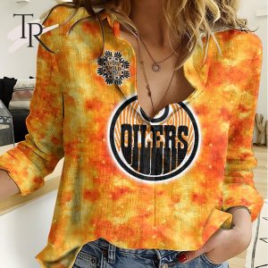 NHL Edmonton Oilers Special Orange Shirt Design Woman Casual Shirt
