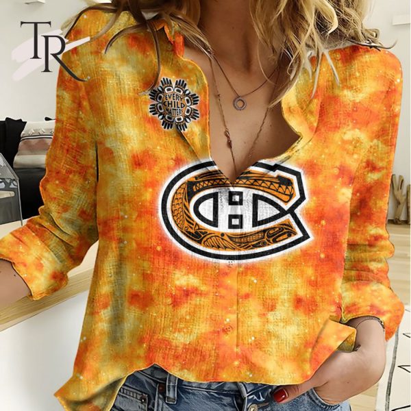 NHL Montreal Canadiens Special Orange Shirt Design Woman Casual Shirt