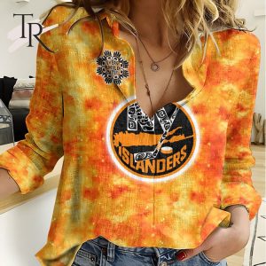 NHL New York Islanders Special Orange Shirt Design Woman Casual Shirt