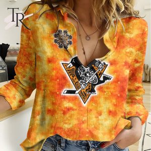 NHL Pittsburgh Penguins Special Orange Shirt Design Woman Casual Shirt
