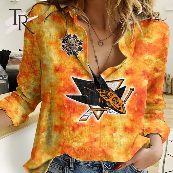 NHL San Jose Sharks Special Orange Shirt Design Woman Casual Shirt