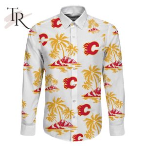 NHL Calgary Flames Special Hawaiian Design Long Sleeve Button Shirt