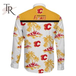 NHL Calgary Flames Special Hawaiian Design Long Sleeve Button Shirt
