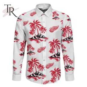 NHL Detroit Red Wings Special Hawaiian Design Long Sleeve Button Shirt