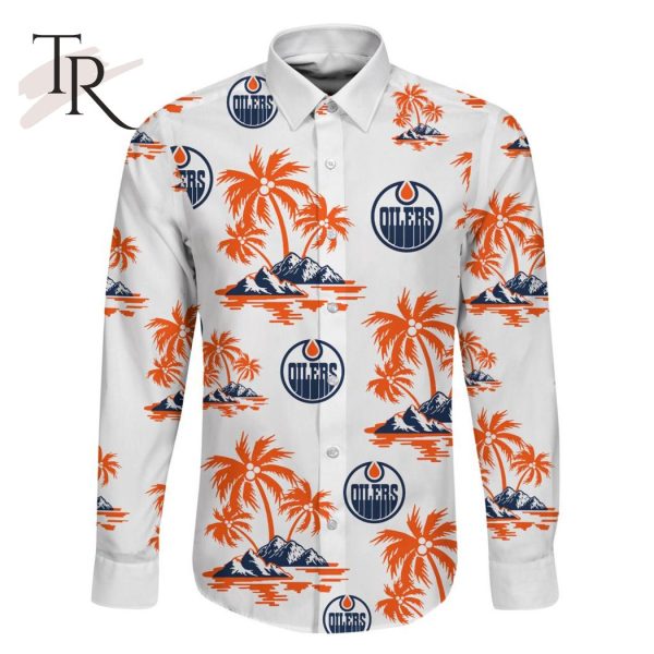 NHL Edmonton Oilers Special Hawaiian Design Long Sleeve Button Shirt