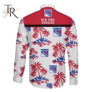 NHL New York Rangers Special Hawaiian Design Long Sleeve Button Shirt