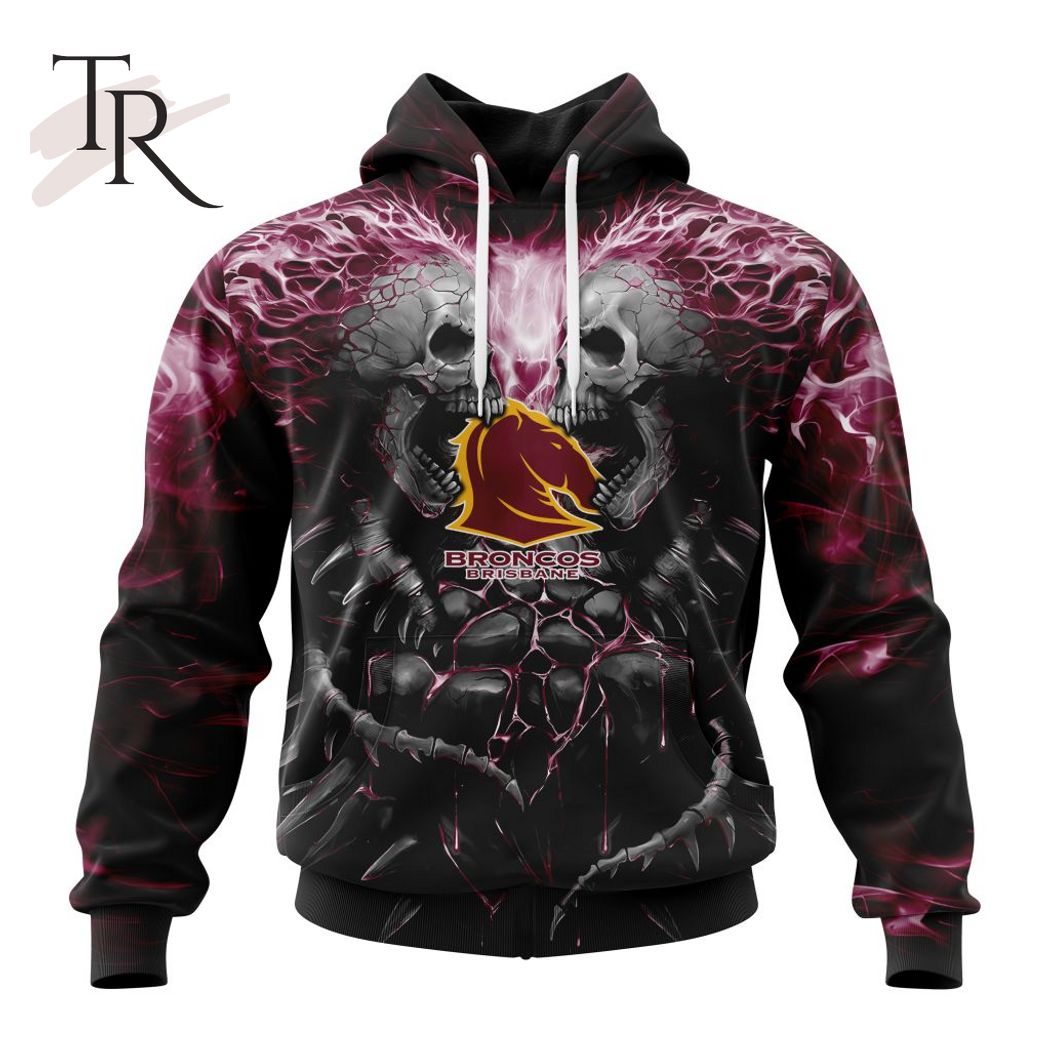 NRL Brisbane Broncos Special Skull Art Design Hoodie - Torunstyle