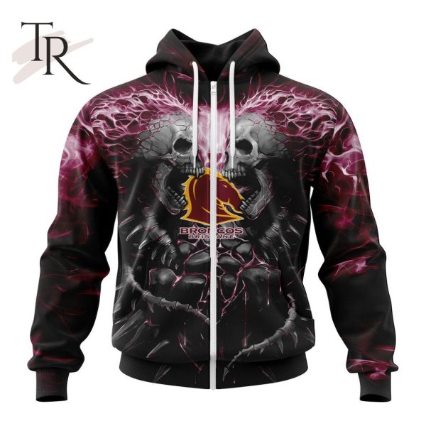 NRL Brisbane Broncos Special Skull Art Design Hoodie