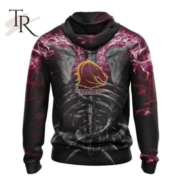 NRL Brisbane Broncos Special Skull Art Design Hoodie