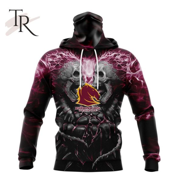 NRL Brisbane Broncos Special Skull Art Design Hoodie