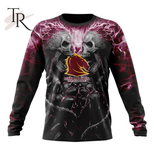 NRL Brisbane Broncos Special Skull Art Design Hoodie