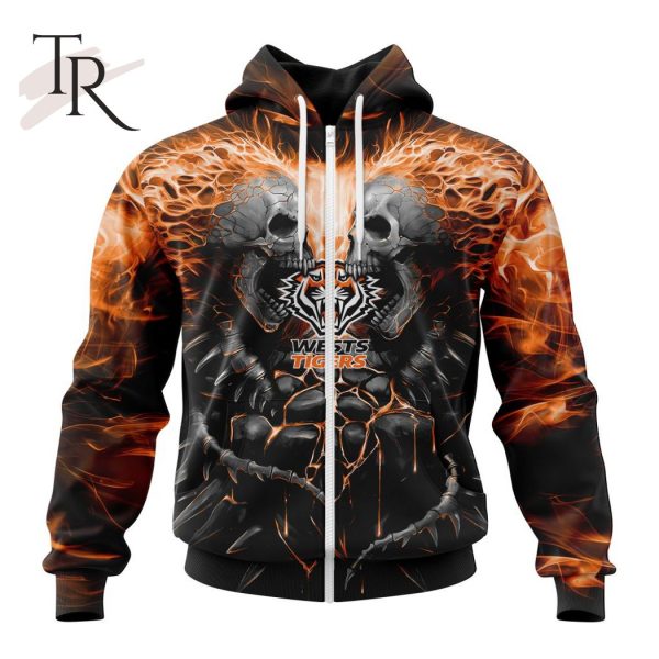 NRL Wests Tigers Special Skull Art Design Hoodie