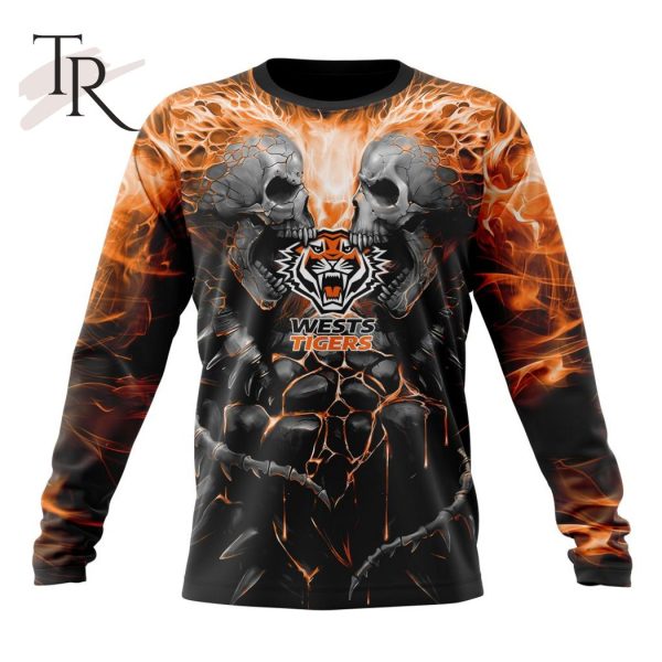 NRL Wests Tigers Special Skull Art Design Hoodie