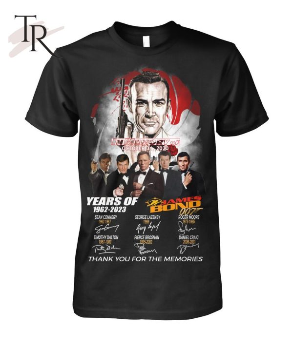 In Memory Of October 31, 2020 James Bond 61 Years Of 1962 – 2023 Thank You For The Memories T-Shirt