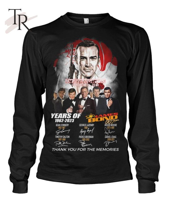 In Memory Of October 31, 2020 James Bond 61 Years Of 1962 – 2023 Thank You For The Memories T-Shirt