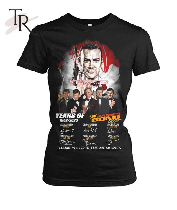 In Memory Of October 31, 2020 James Bond 61 Years Of 1962 – 2023 Thank You For The Memories T-Shirt