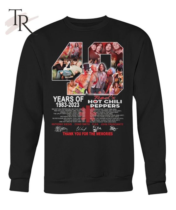 40 Years Of 1983 – 2023 Red’s Hot Chili Peppers Thank You For The Memories T-Shirt