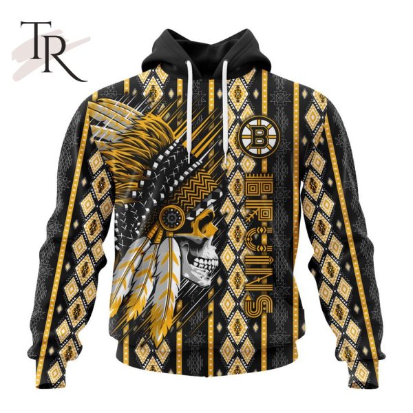 NHL Boston Bruins Special Skull Native Design Hoodie