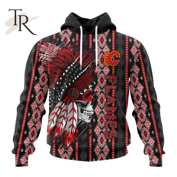 NHL Calgary Flames Special Skull Native Design Hoodie