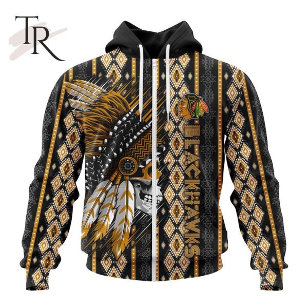 NHL Chicago Blackhawks Special Skull Native Design Hoodie