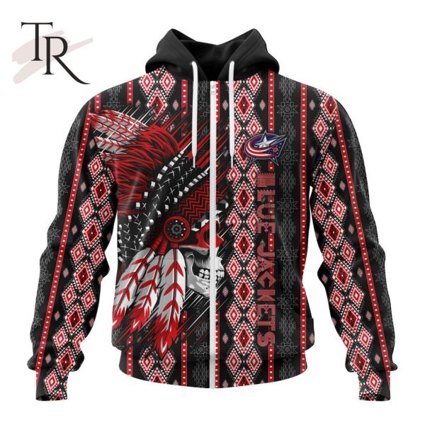 NHL Columbus Blue Jackets Special Skull Native Design Hoodie