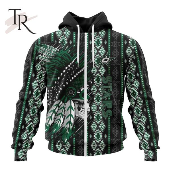 NHL Dallas Stars Special Skull Native Design Hoodie