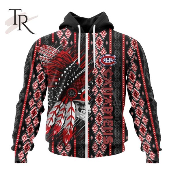 NHL Montreal Canadiens Special Skull Native Design Hoodie