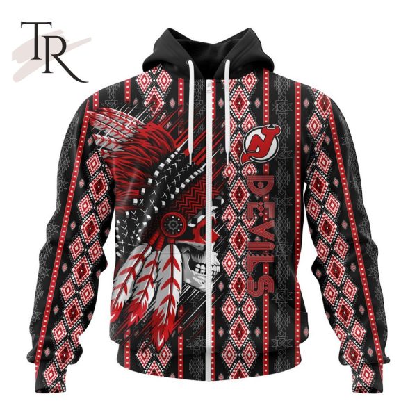 NHL New Jersey Devils Special Skull Native Design Hoodie