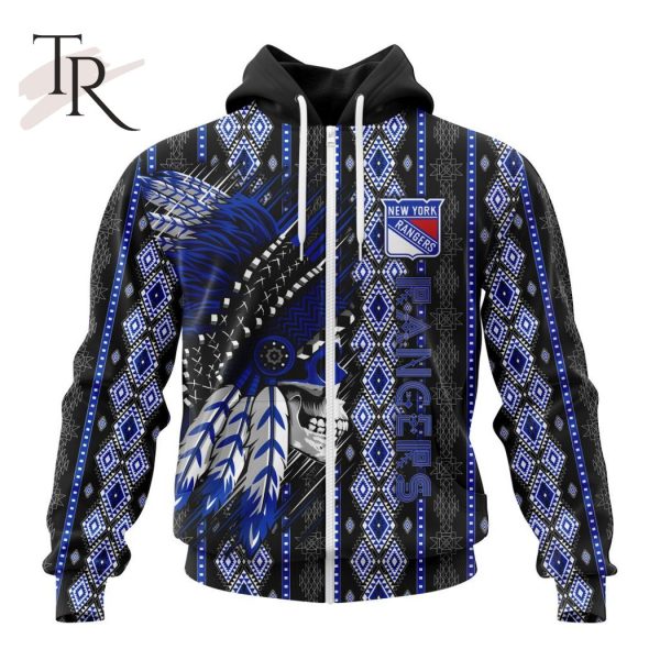 NHL New York Rangers Special Skull Native Design Hoodie