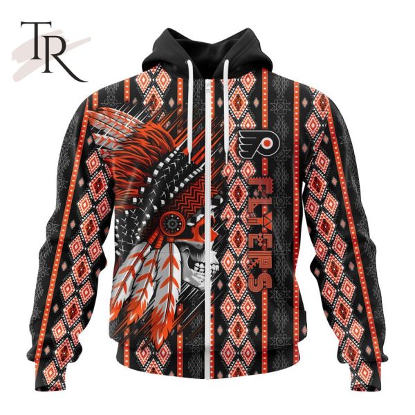 NHL Philadelphia Flyers Special Skull Native Design Hoodie