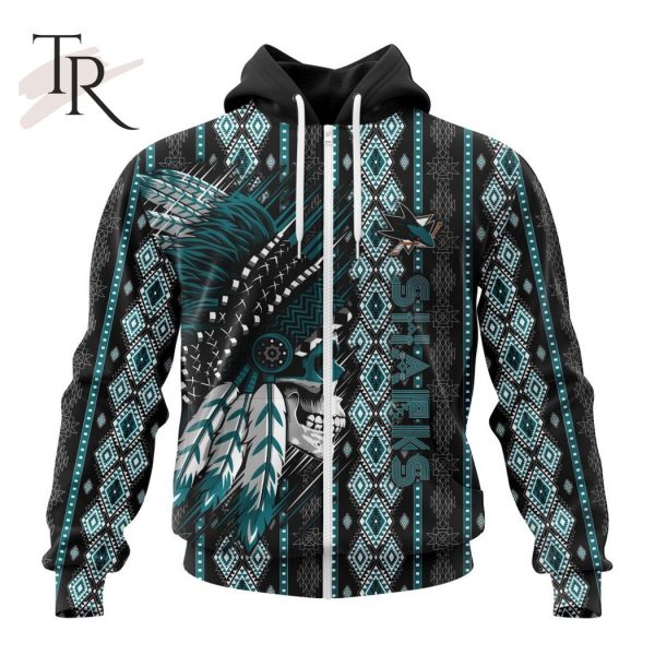 NHL San Jose Sharks Special Skull Native Design Hoodie