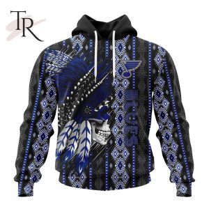 NHL St. Louis Blues Special Skull Native Design Hoodie