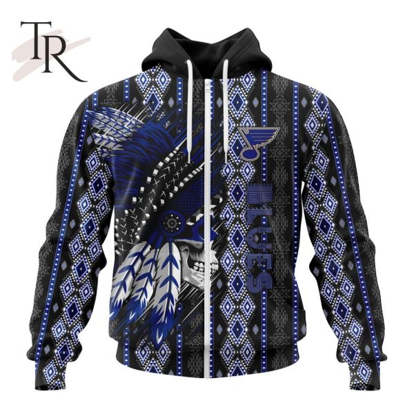 NHL St. Louis Blues Special Skull Native Design Hoodie