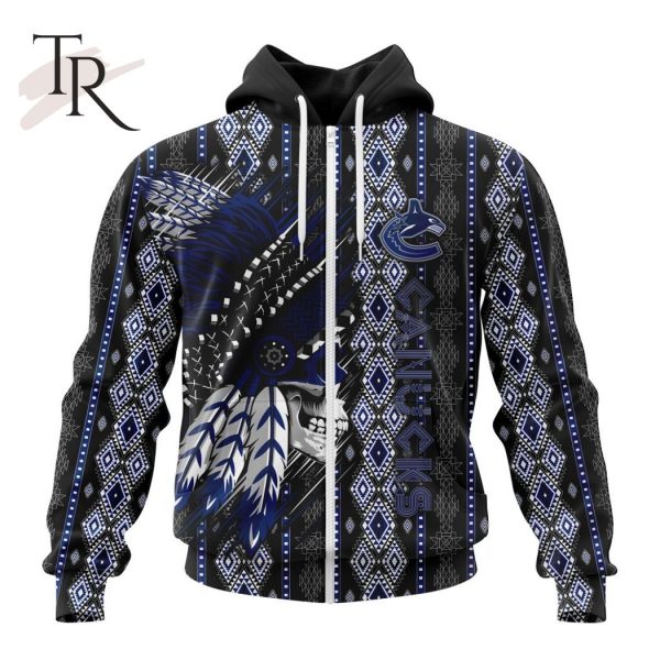 NHL Vancouver Canucks Special Skull Native Design Hoodie