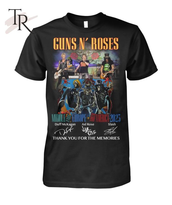 Guns N’ Roses Middle East Europe And North America 2023 Thank You For The Memories T-Shirt