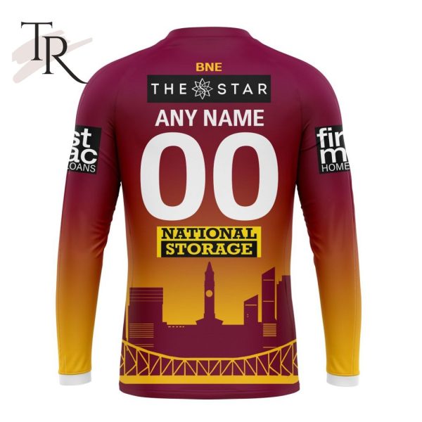 Custom Text And Number) 2023 Brisbane Broncos NRL Long Sleeve