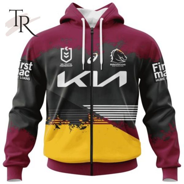 NRL Brisbane Broncos Special Faded Design Hoodie