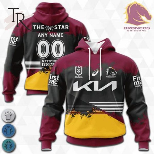 NRL Brisbane Broncos Special Faded Design Hoodie