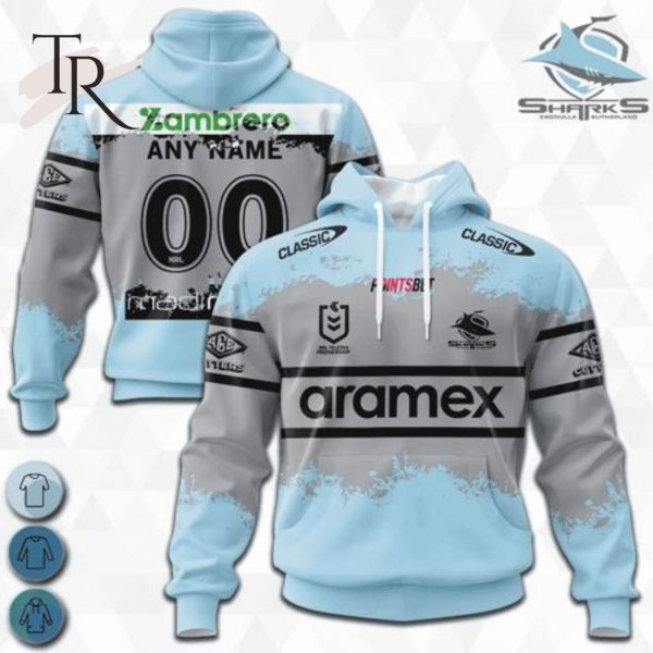 NRL Cronulla-Sutherland Sharks Special Faded Design Hoodie